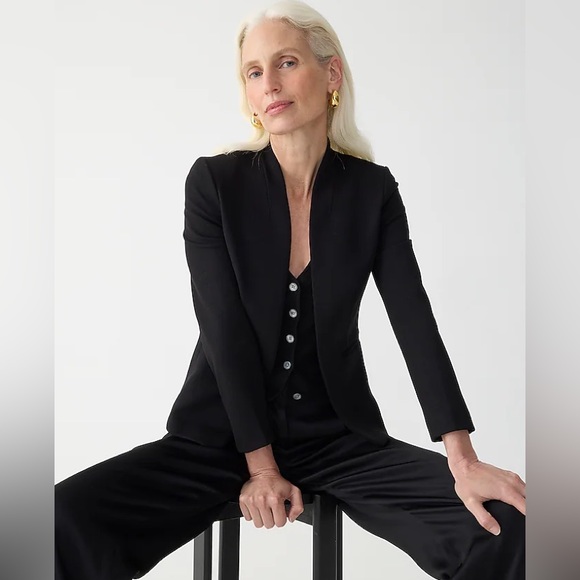 J.Crew Black Going Out Blazer in Stretch Twill Womens Size 12 - Picture 1 of 7